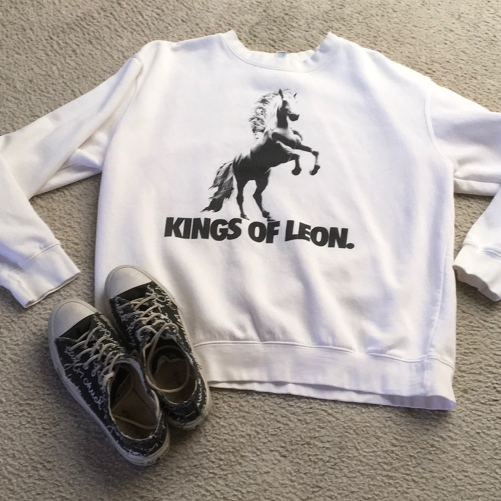 LANE SEVEN/“KINGS OF LEON” WHITE LOGO CREWNECK SWEATSHIRT